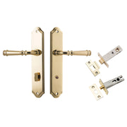 Verona Lever Shouldered Backplate Privacy Kit w Privacy Turn Polished Brass