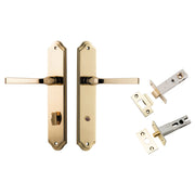 Annecy Lever Shouldered Backplate Privacy Kit w Privacy Turn Polished Brass