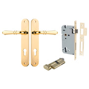 Sarlat Lever Oval Backplate Entrance Kit w High Security Lock Polished Brass