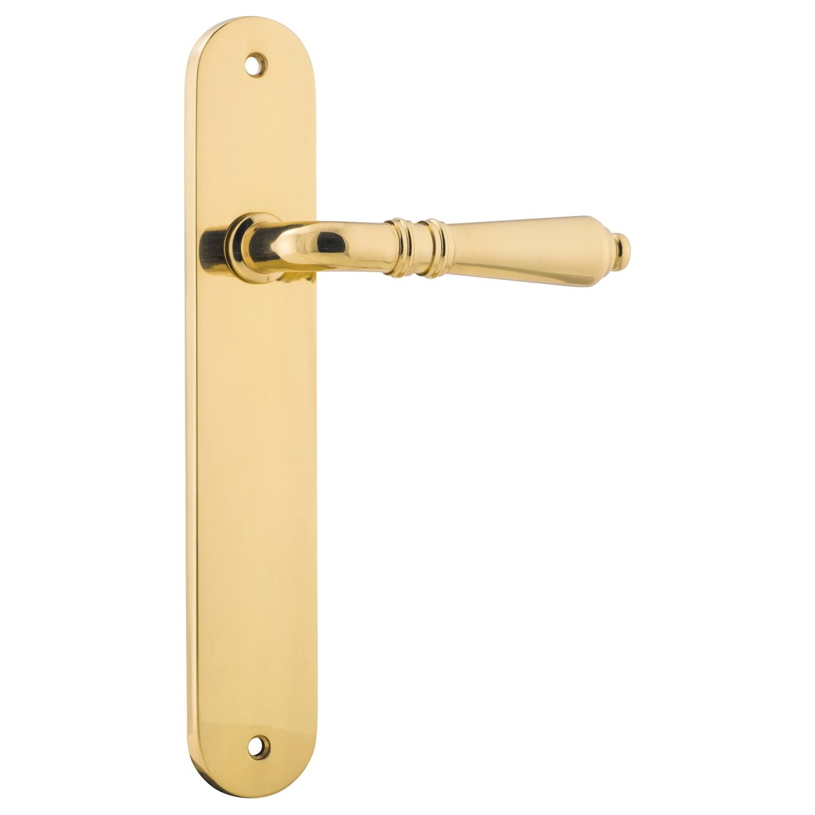 Sarlat Oval Lever Latch Set, Polished Brass