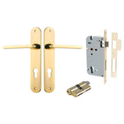 Baltimore Lever Oval Backplate Entrance Kit w High Security Lock Polished Brass