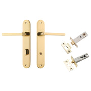 Baltimore Lever Oval Backplate Privacy Kit w Privacy Turn Polished Brass