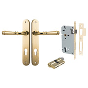 Verona Lever Oval Backplate Entrance Kit w High Security Lock Polished Brass