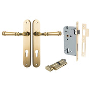 Verona Lever Oval Backplate Entrance Kit w High Security Lock Polished Brass