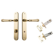 Verona Lever Oval Backplate Privacy Kit w Privacy Turn Polished Brass
