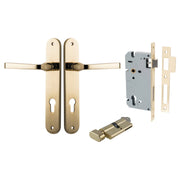 Annecy Lever Oval Backplate Entrance Kit w High Security Lock Polished Brass