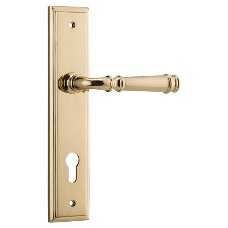 Verona Lever Stepped Backplate Polished Brass
