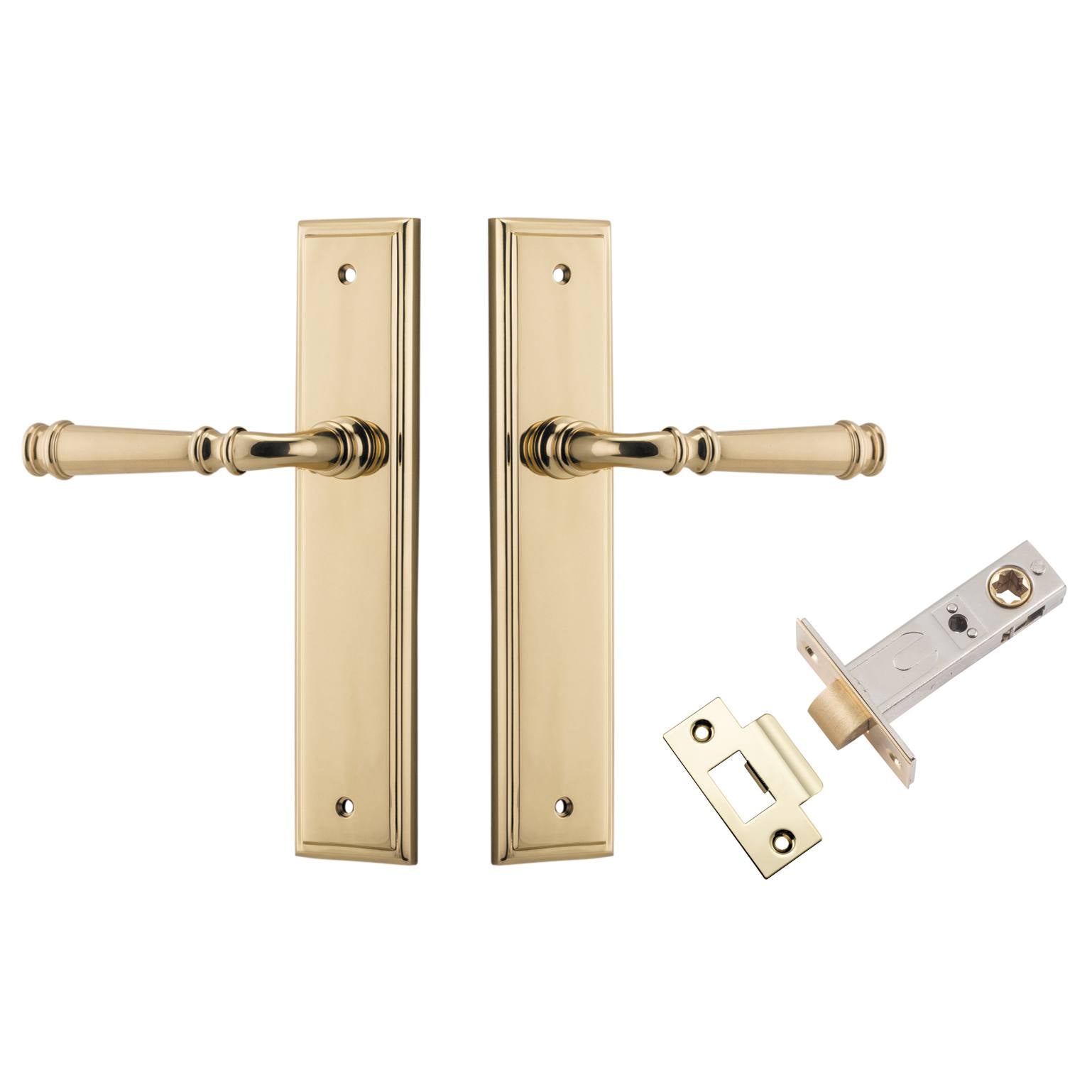 Verona Lever Stepped Backplate Passage Kit Polished Brass
