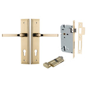Annecy Lever Stepped Backplate Entrance Kit w High Security Lock Polished Brass
