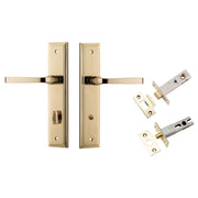 Annecy Lever Stepped Backplate Privacy Kit w Privacy Turn Polished Brass