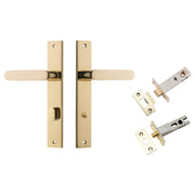 Bronte Lever Rectangular Backplate Privacy Kit w Privacy Turn Polished Brass