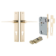Como Lever Rectangular Backplate Entrance Kit w High Security Lock Polished Brass