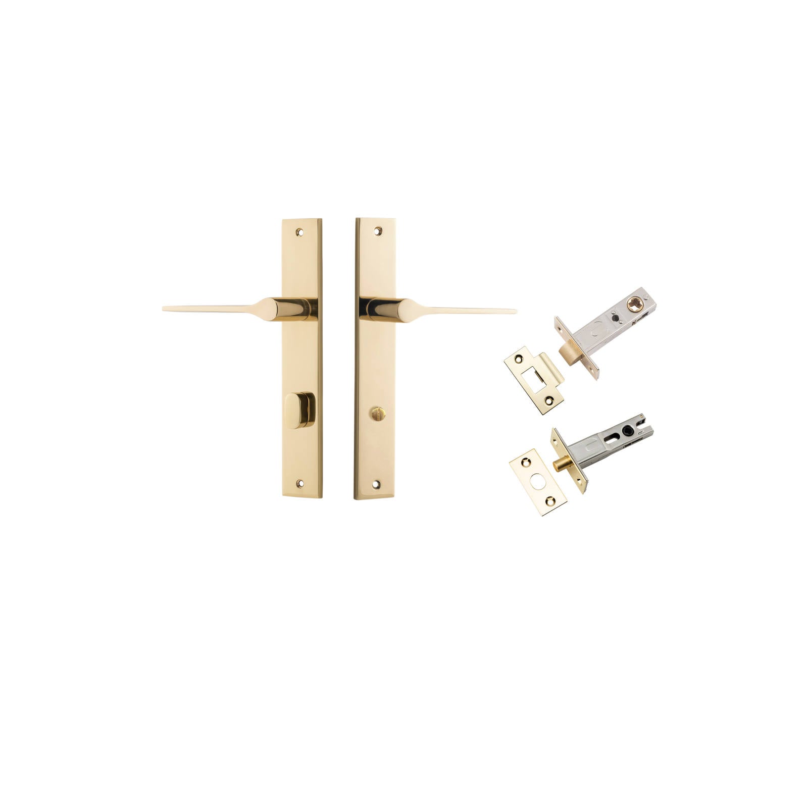 Como Lever Rectangular Backplate Privacy Kit Polished Brass