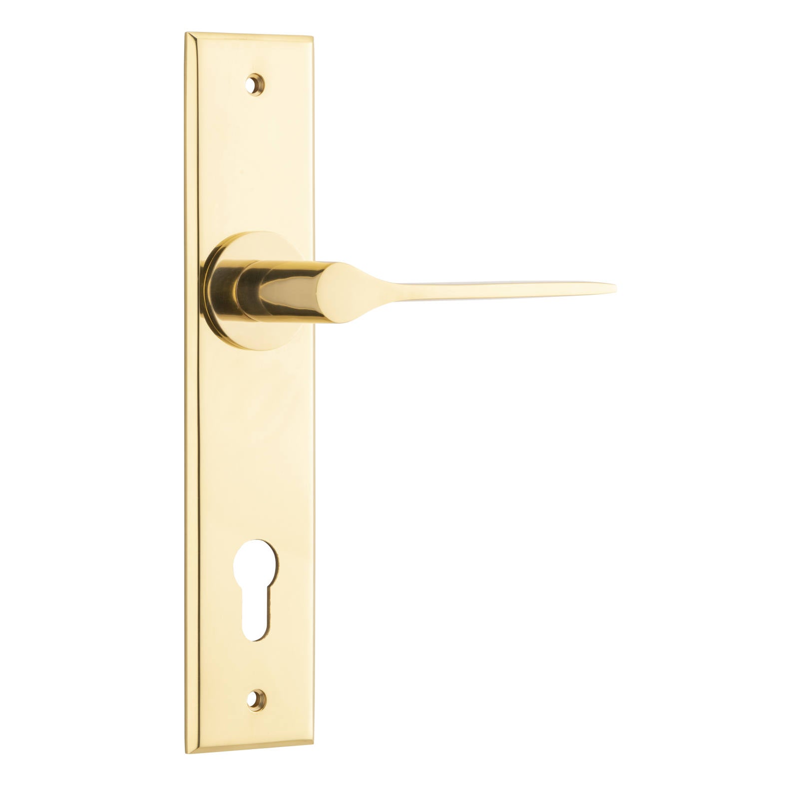 Como Lever Polished Brass Chamfered Backplate