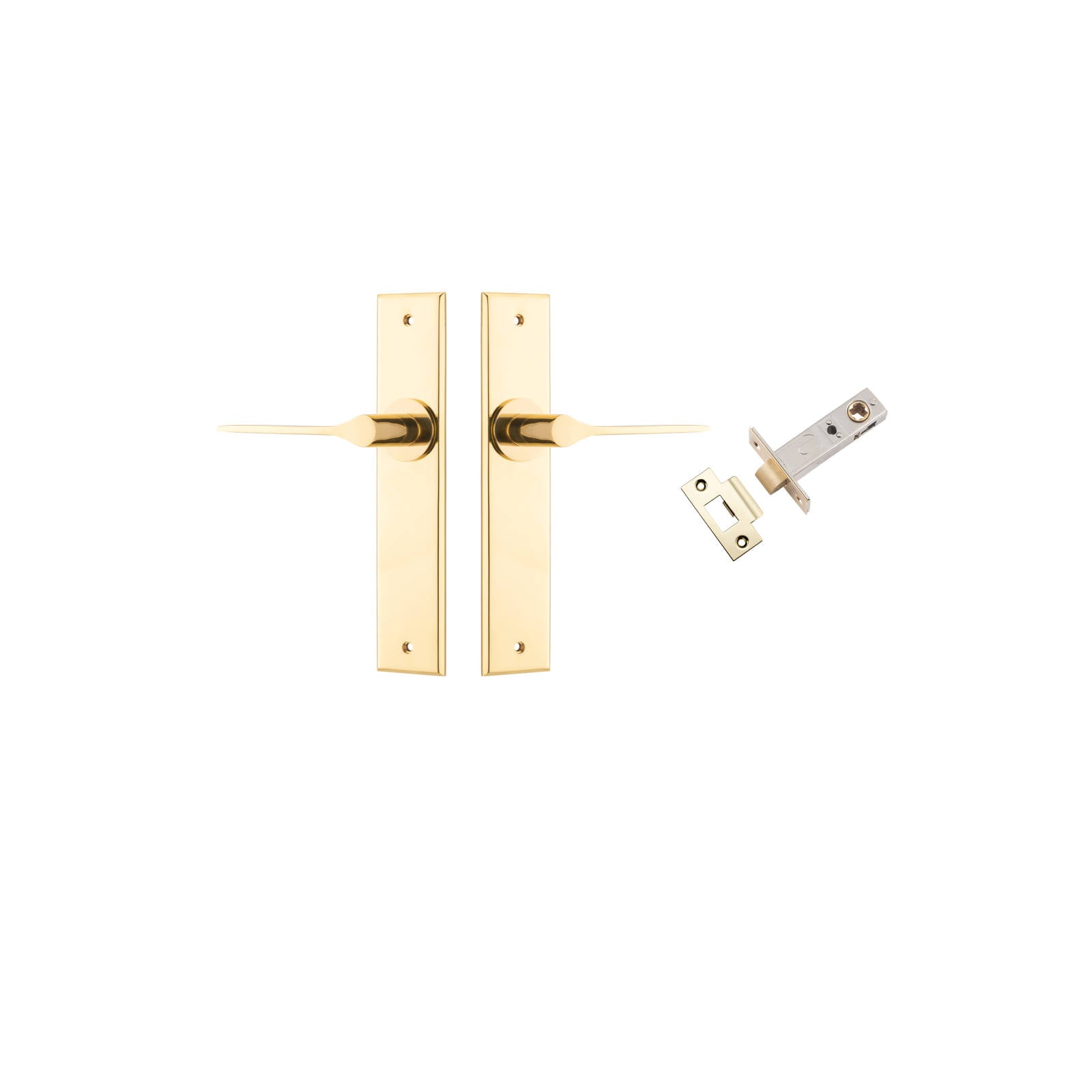 Como Lever Chamfered Backplate Passage Kit Polished Brass