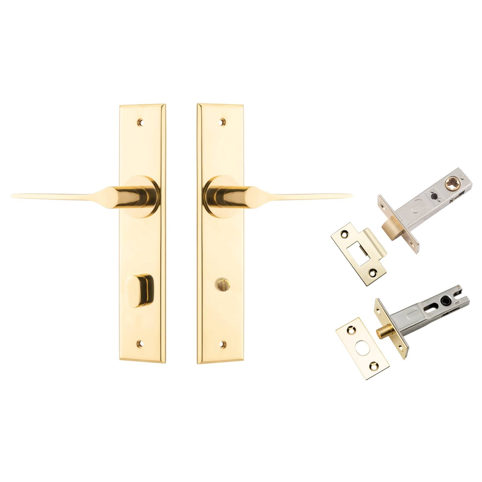 Como Lever Chamfered Backplate Privacy Kit Polished Brass