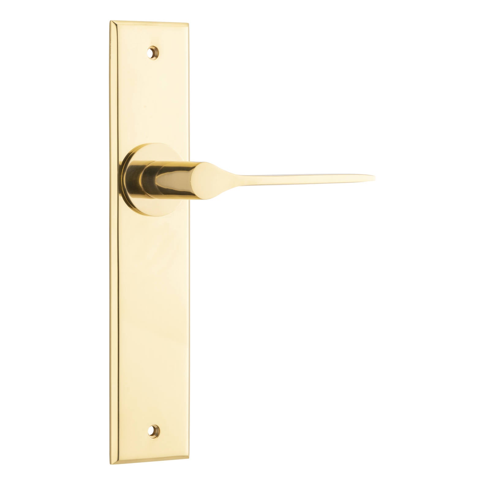 Como Lever Polished Brass Chamfered Backplate