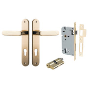 Bronte Lever Oval Backplate Entrance Kit w High Security Lock Polished Brass