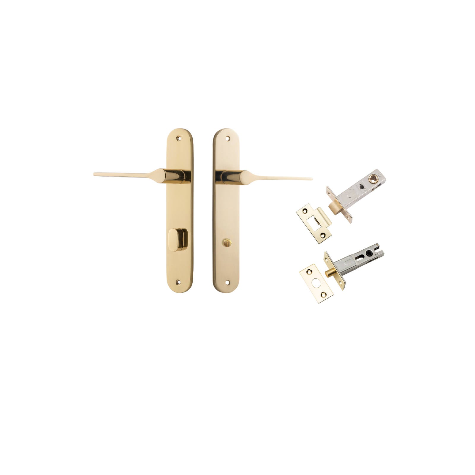 Como Lever Oval Backplate Privacy Kit Polished Brass