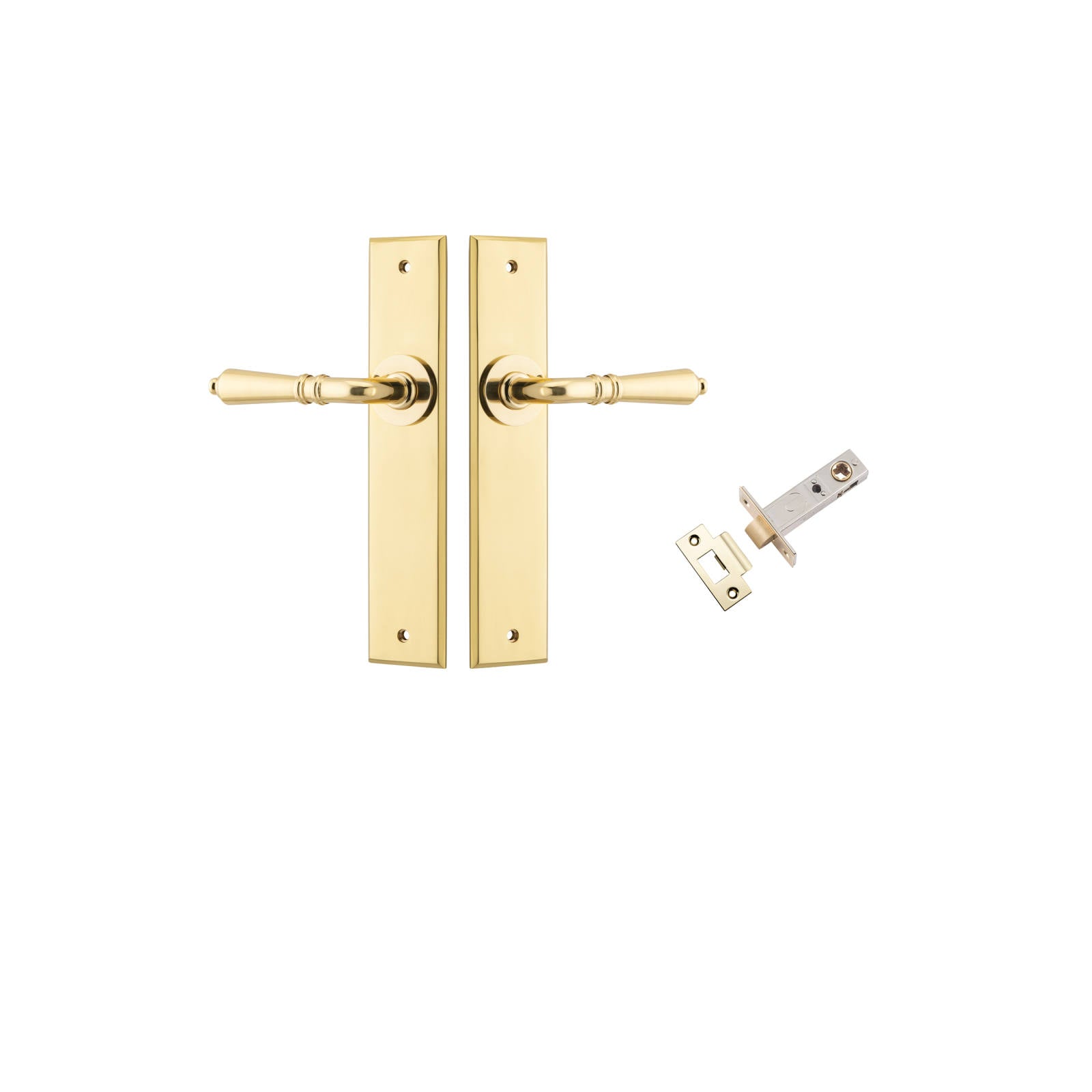 Sarlat Lever Chamfered Backplate Passage Kit Polished Brass