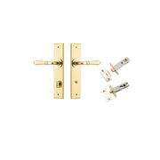 Sarlat Lever Chamfered Backplate Privacy Kit w Privacy Turn Polished Brass