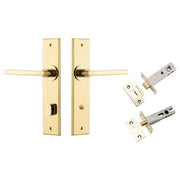 Baltimore Lever Chamfered Backplate Privacy Kit w Privacy Turn Polished Brass