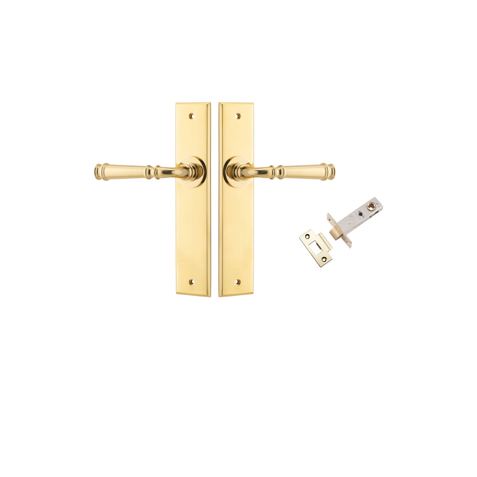Verona Lever Chamfered  Backplate Passage Kit Polished Brass