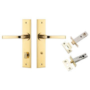 Annecy Lever Chamfered Backplate Privacy Kit w Privacy Turn Polished Brass