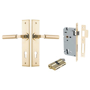 Berlin Lever Chamfered Backplate Entrance Kit w High Security Lock Polished Brass