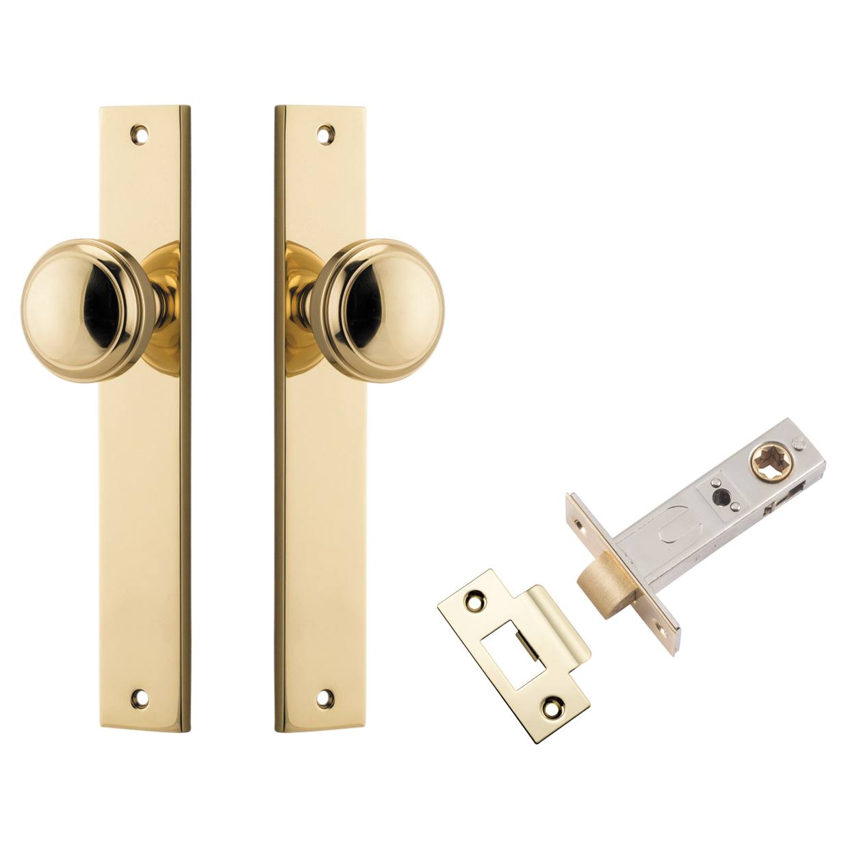 Paddington Knob Rectangular Backplate Passage Kit Polished Brass