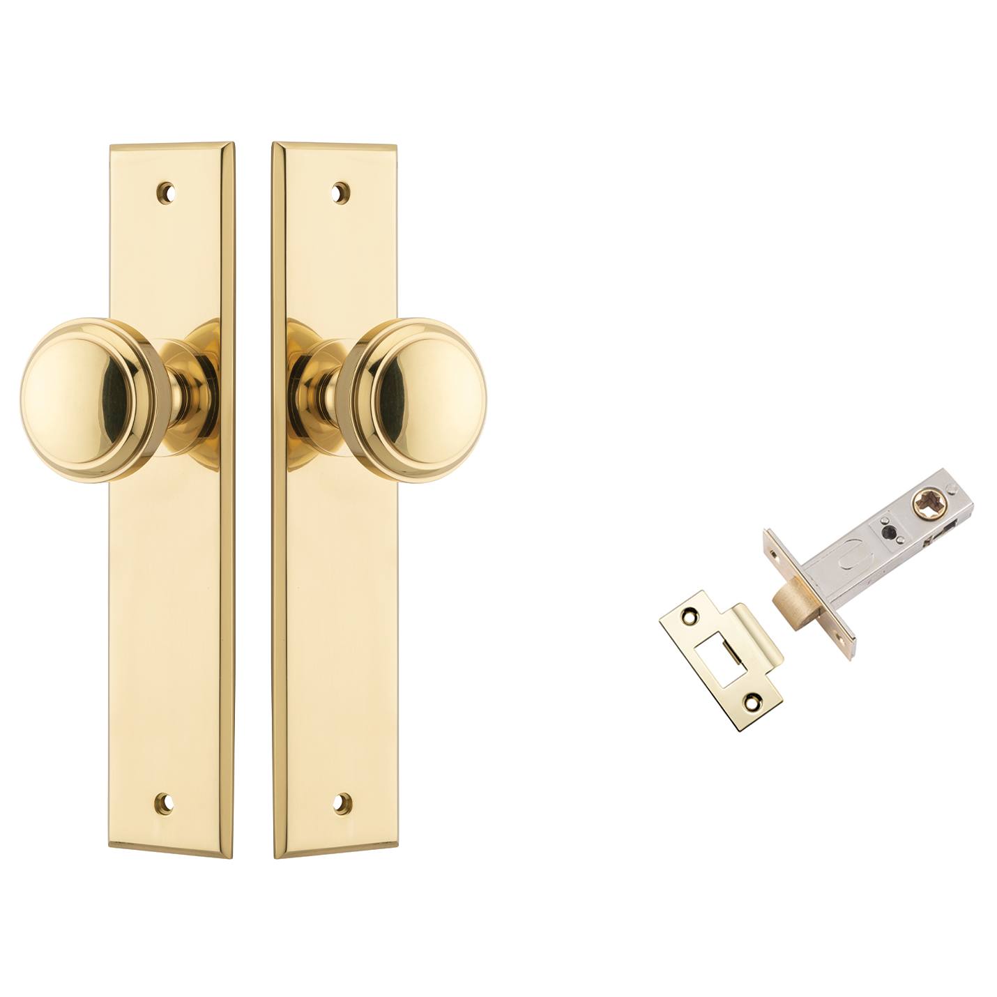 Paddington Knob Chamfered Backplate Passage Kit Polished Brass