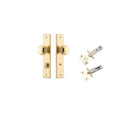 Paddington Knob Chamfered Backplate Privacy Kit w Privacy Turn Polished Brass