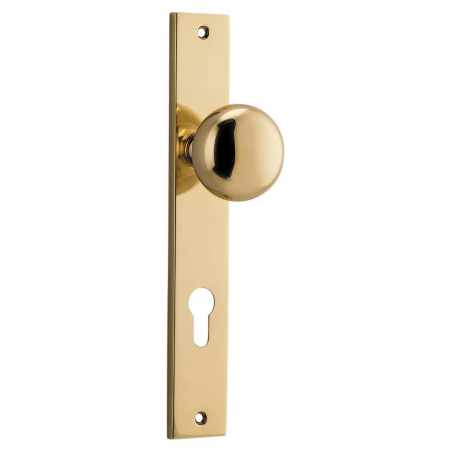 Cambridge Knob Rectangular Backplate Polished Brass