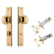 Cambridge Knob Rectangular Backplate Privacy Kit w Privacy Turn Polished Brass