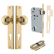 Guildford Knob Rectangular Backplate Entrance Kit w High Security Lock Polished Brass