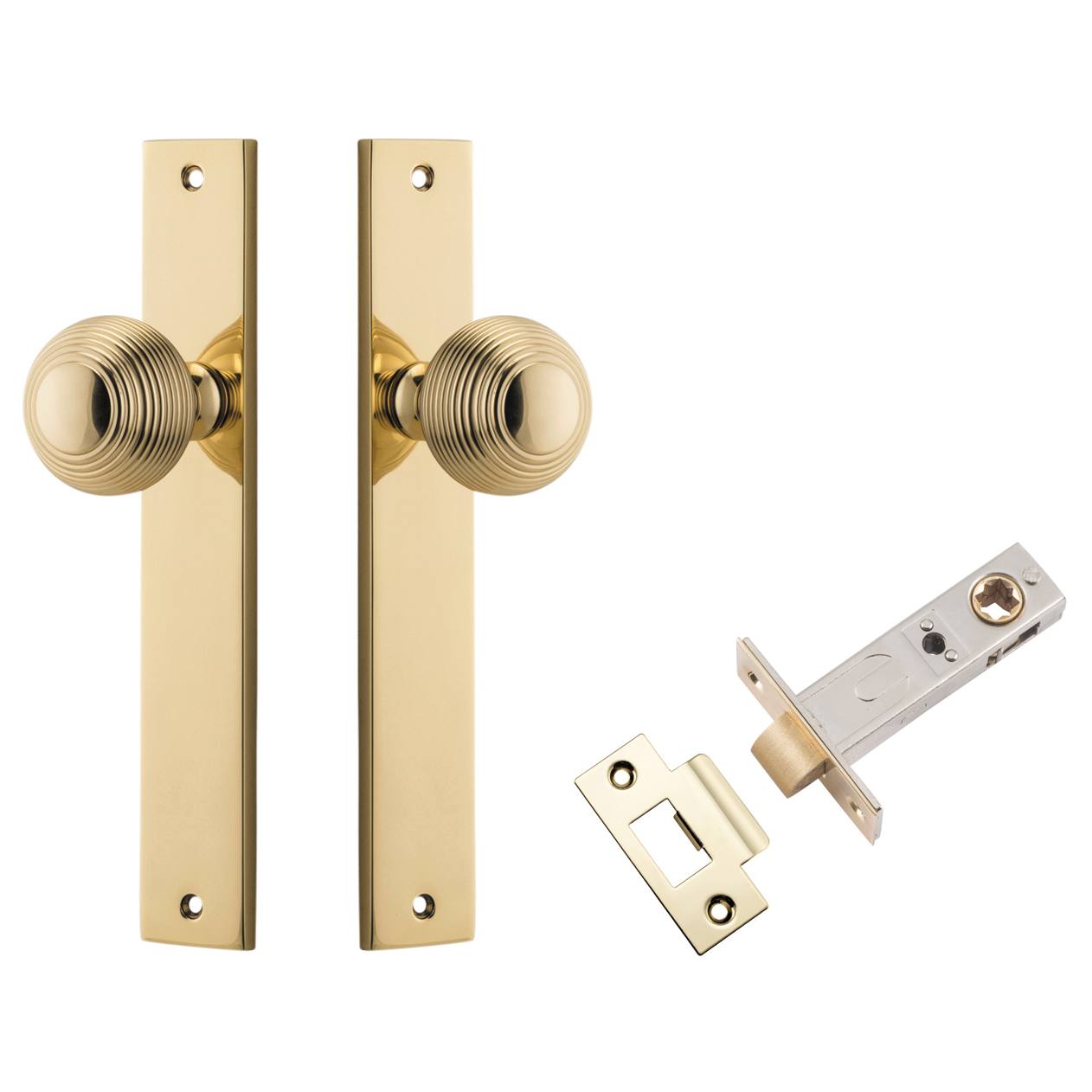 Guildford Knob Rectangular Backplate Passage Kit Polished Brass