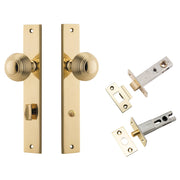 Guildford Knob Rectangular Backplate Privacy Kit w Privacy Turn Polished Brass