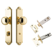 Paddington Knob Shouldered Backplate Privacy Kit w Privacy Turn Polished Brass