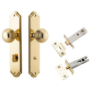Guildford Knob Shouldered Backplate Privacy Kit w Privacy Turn Polished Brass