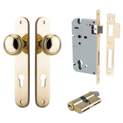 Paddington Knob Oval Backplate Entrance Kit w High Security Lock Polished Brass