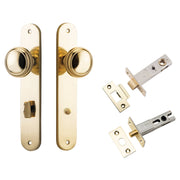 Paddington Knob Oval Backplate Privacy Kit w Privacy Turn Polished Brass