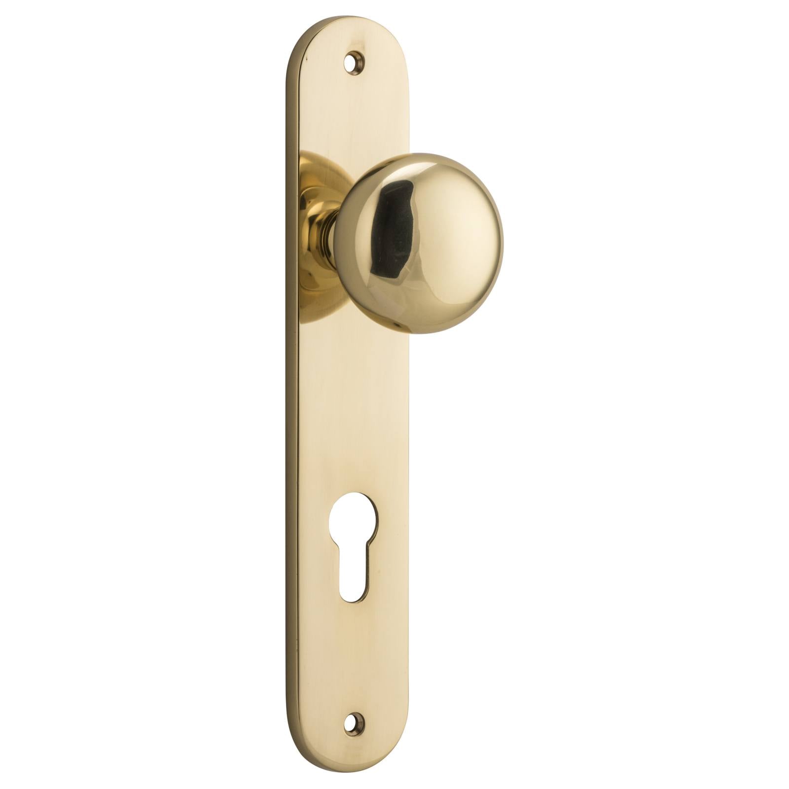 Cambridge Knob Oval Backplate Polished Brass