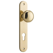 Cambridge Knob Oval Backplate Polished Brass