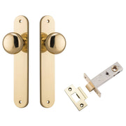 Cambridge Knob Oval Backplate Passage Kit Polished Brass