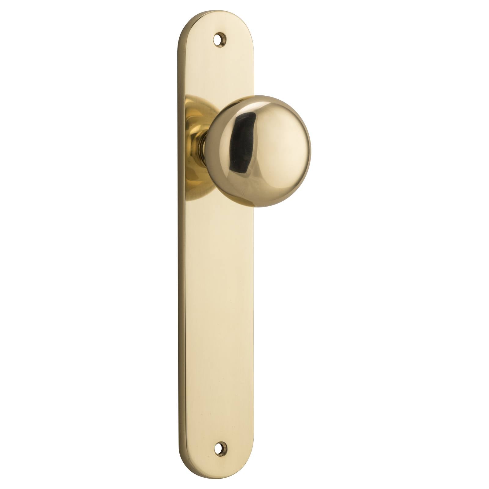 Cambridge Knob Oval Backplate Polished Brass