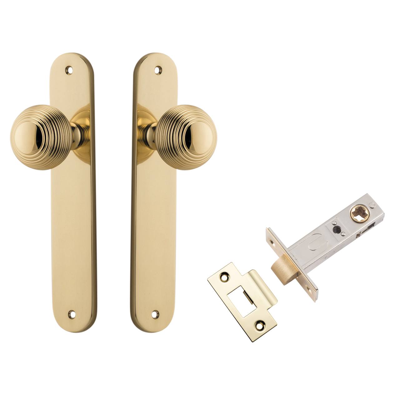Guildford Knob Oval Backplate Passage Kit Polished Brass
