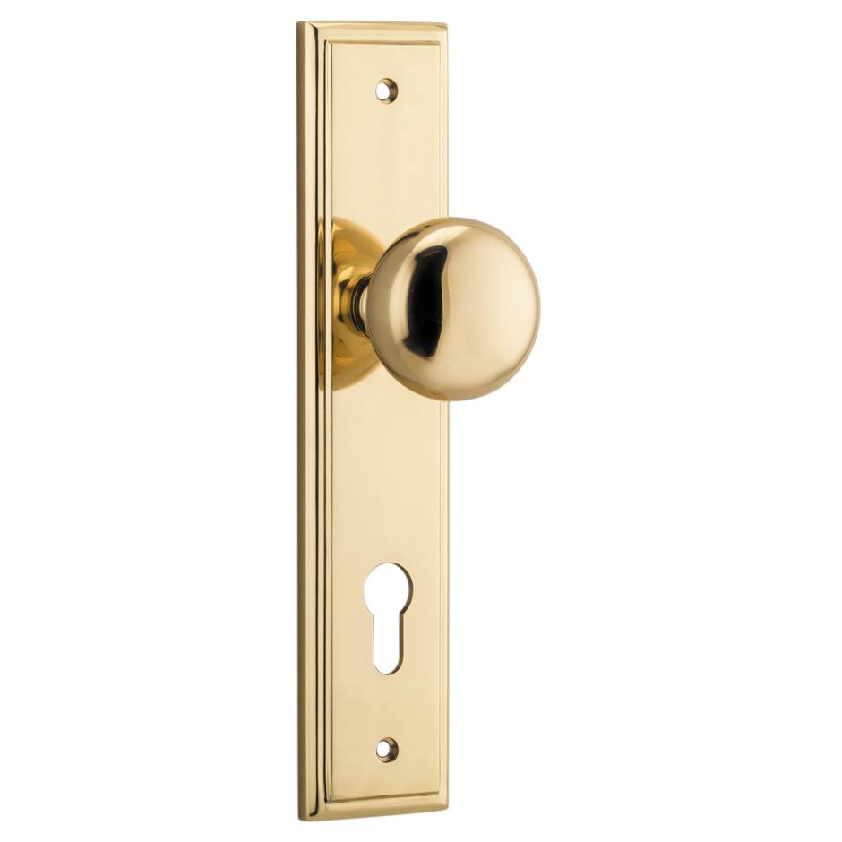 Cambridge Knob Stepped Backplate Polished Brass
