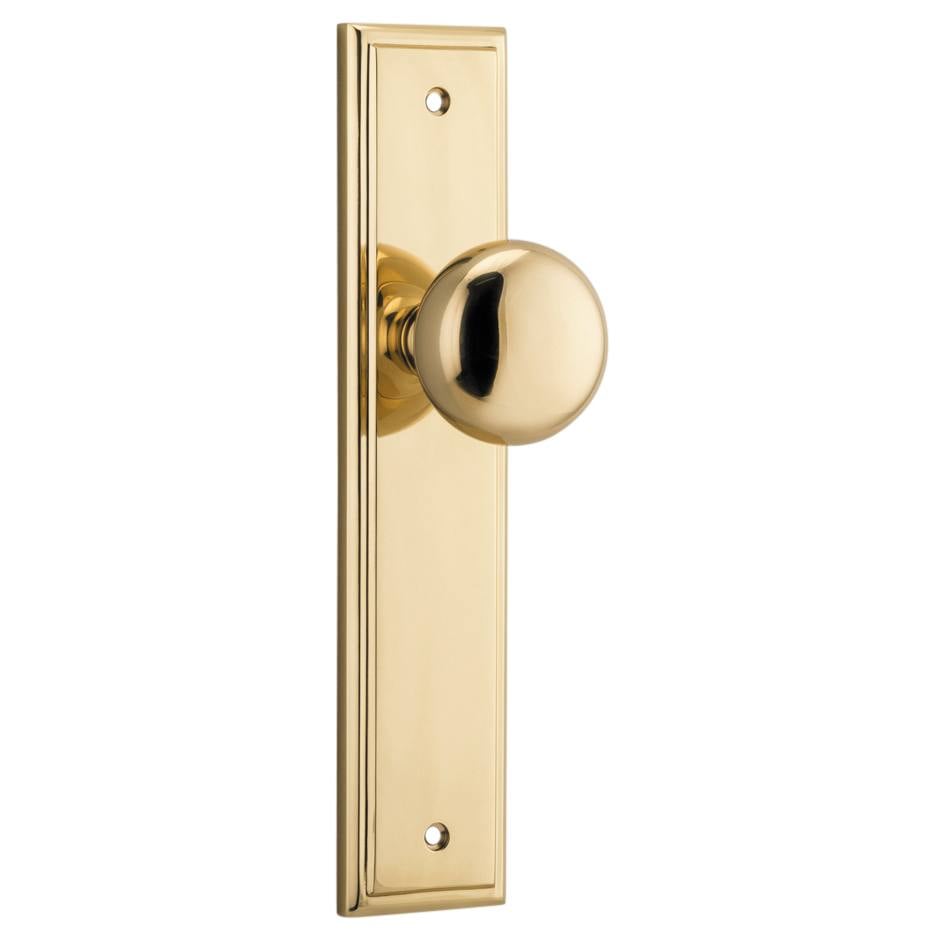 Cambridge Knob Stepped Backplate Polished Brass