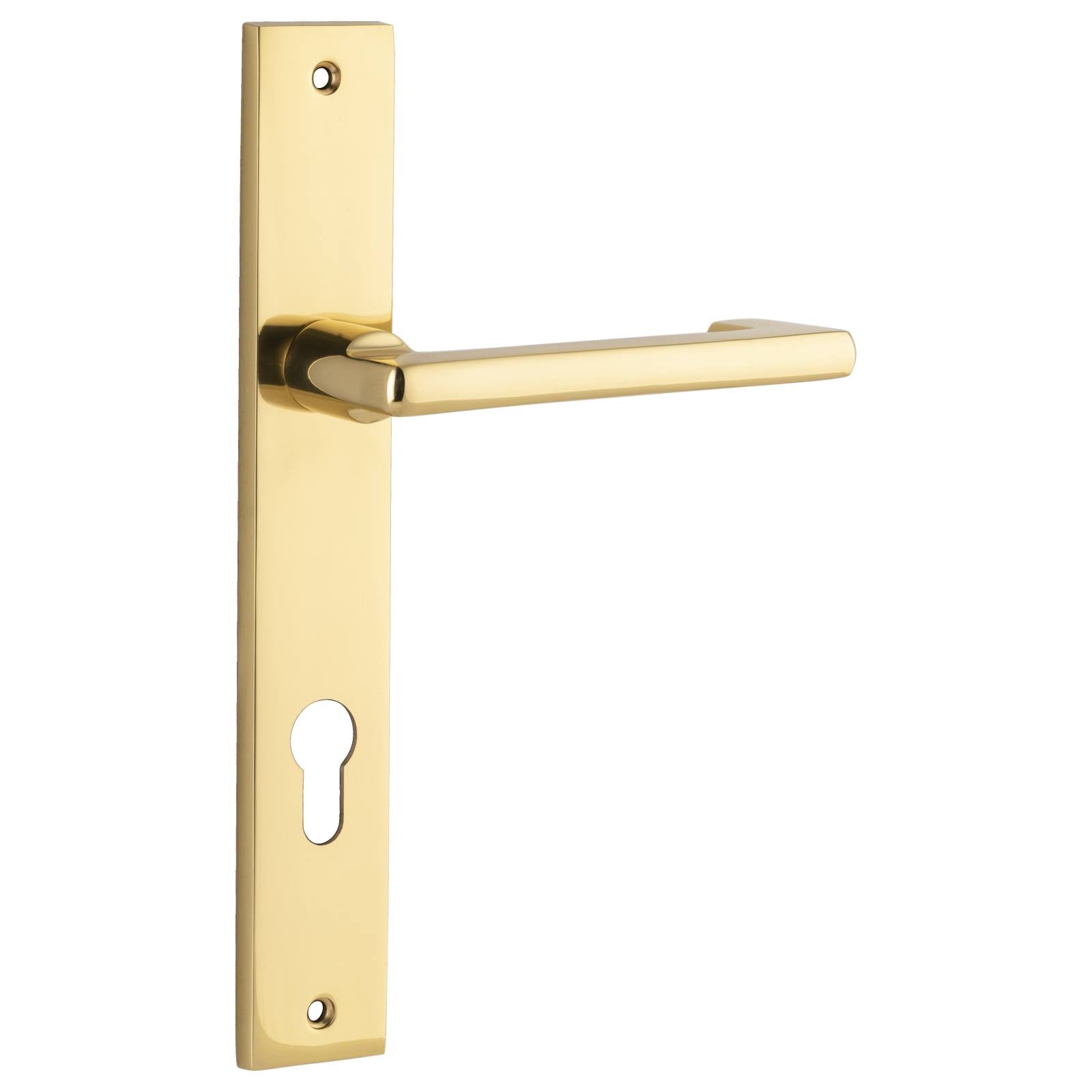 Baltimore Return Lever Rectangular Backplate Polished Brass