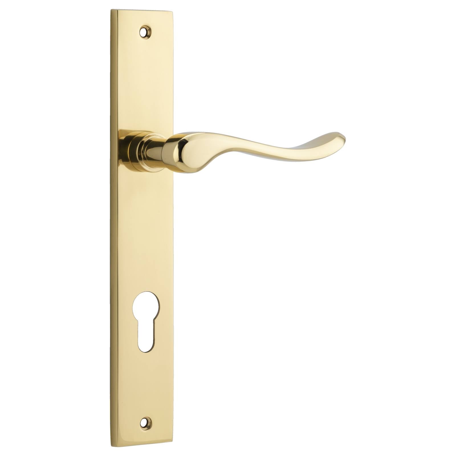 Stirling Lever Rectangular Backplate Polished Brass